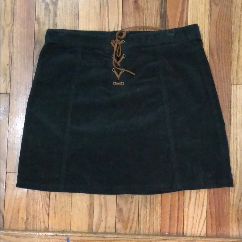 Corduroy lace up skirt